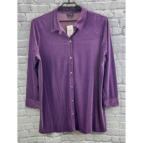 J.Jill Wearever Collection Purple Velvet Velour Shirt & Tank Top Set Size  2X - Picture 2 of 7